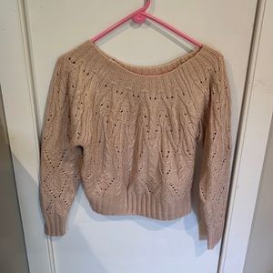 White House Black Market ~ Cable knit Sweater, Bateau Neck